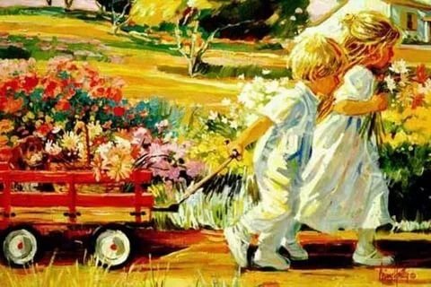 watercolor - pulling cart - оригинал