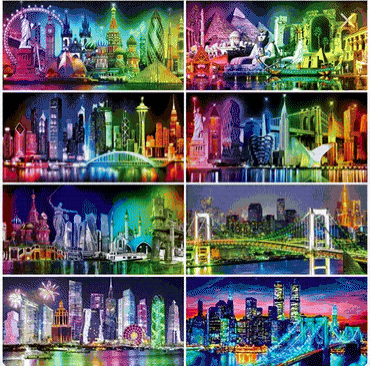 Города. - город, достопримечательности, радуга, вечер, памятники - предпросмотр