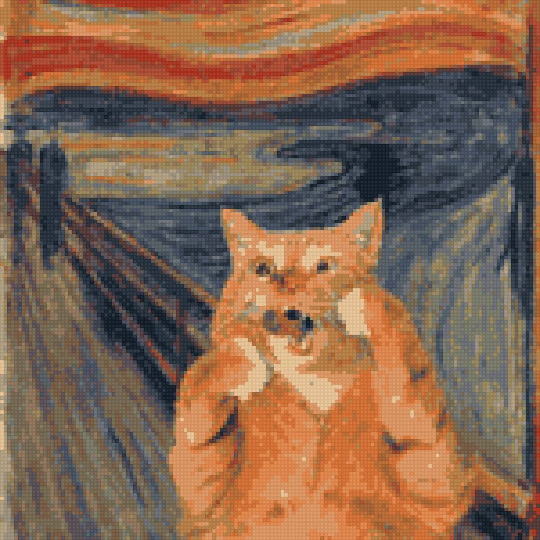 Котокрик - закат, кот, картина, искусство - предпросмотр