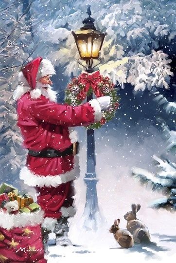 Santa and Lamp post - оригинал