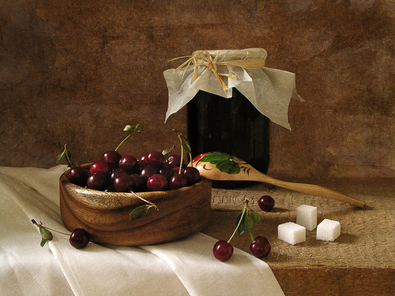 Вишневое варенье - ягоды, вишня, натюрморт - оригинал