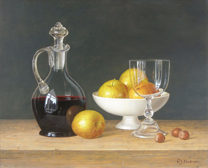 Наливка из яблок - вино, орехи, натюрморт, яблоки - оригинал