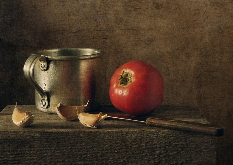 Помидор - чеснок, кухня, помидор, натюрморт - оригинал