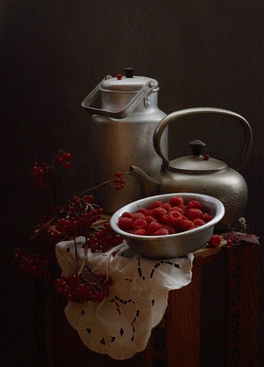 Калинка-малинка - ягоды, малина, натюрморт, калина - предпросмотр