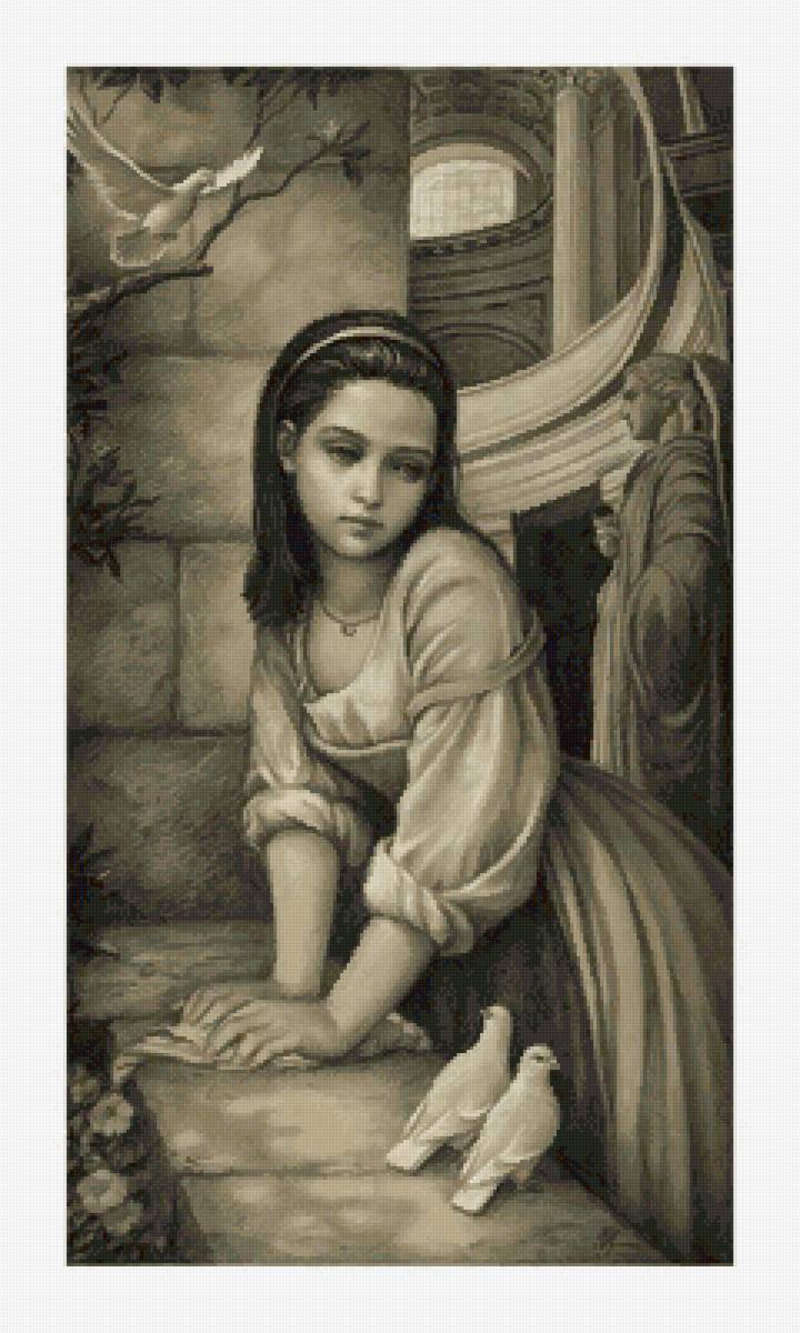 №2510233 - птицы, девушка, голуби, люди - предпросмотр