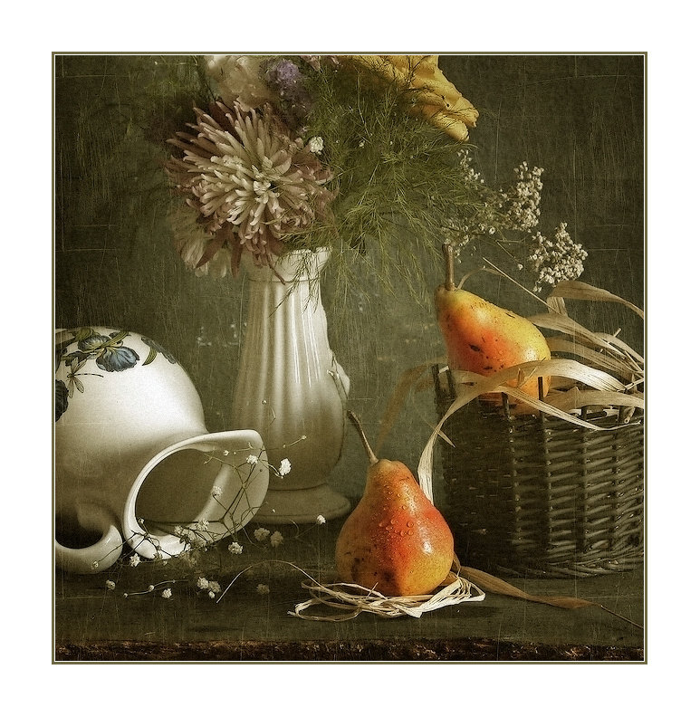 Груши - натюрморт, кувшин, груши - оригинал