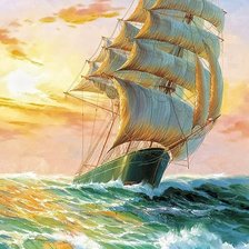 Оригинал схемы вышивки «Корабль в море» (№2510547)