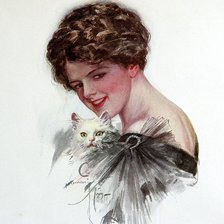 Схема вышивки «Девушка с кошкой»