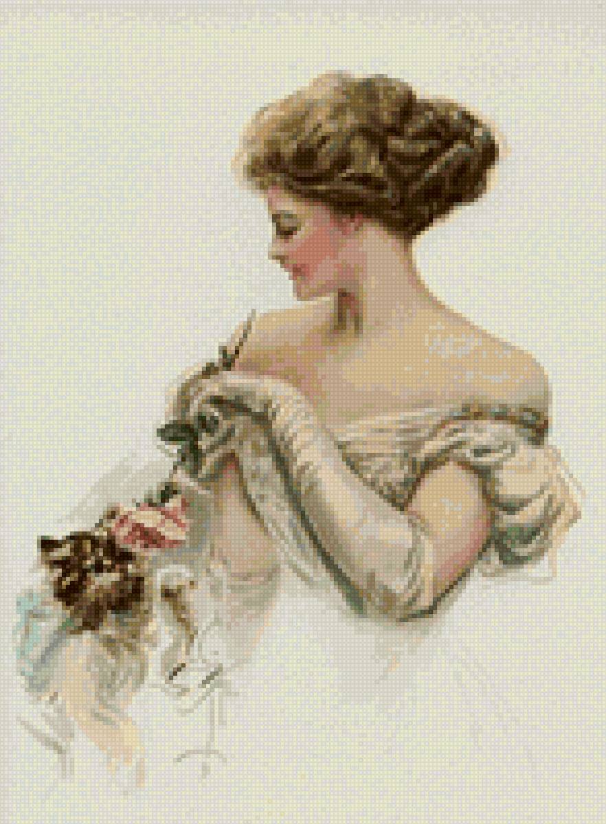 Три розы - кошка, цветы, девушка, роза - предпросмотр