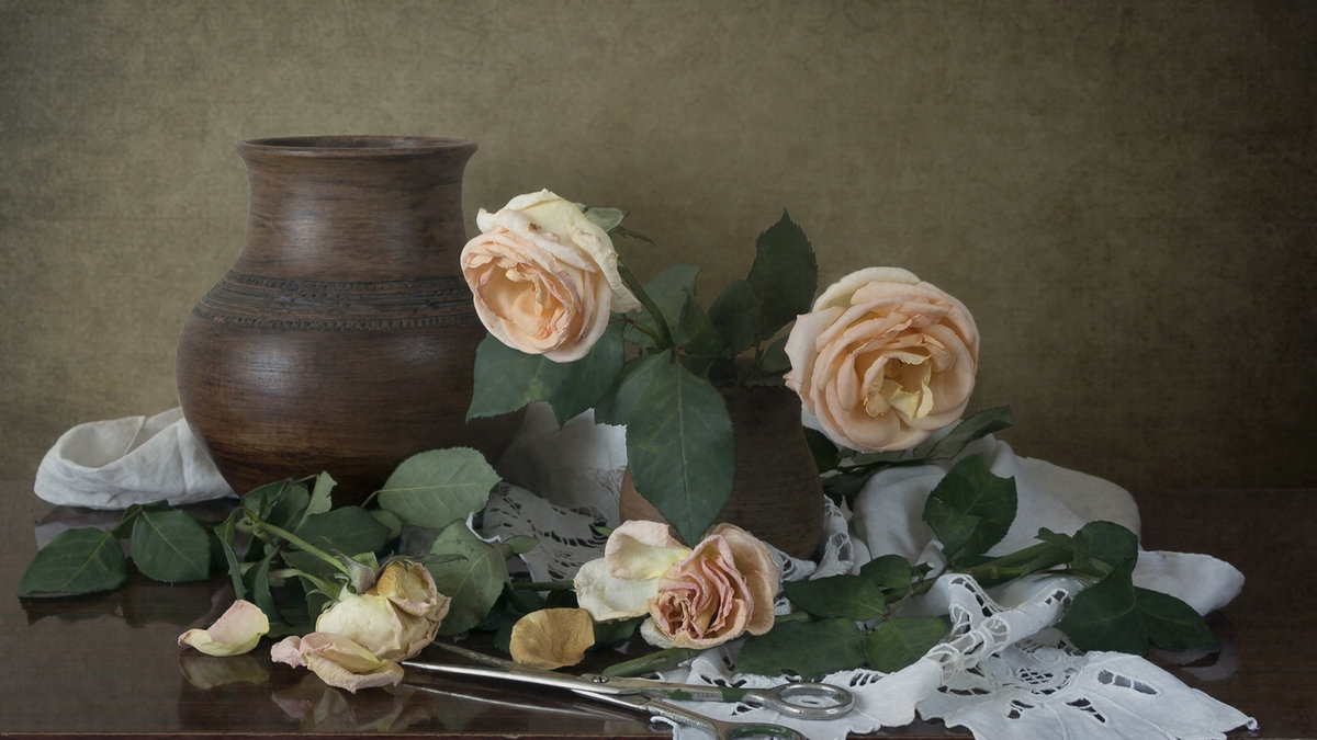 Розы - букет, розы, натюрморт, кувшин, цветы - оригинал