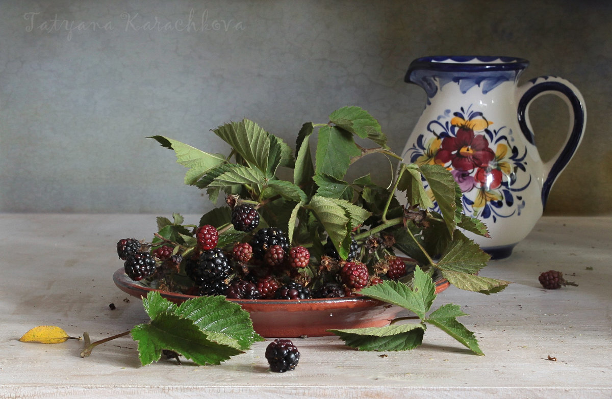Ежевика - ежевика, натюрморт, кувшин - оригинал