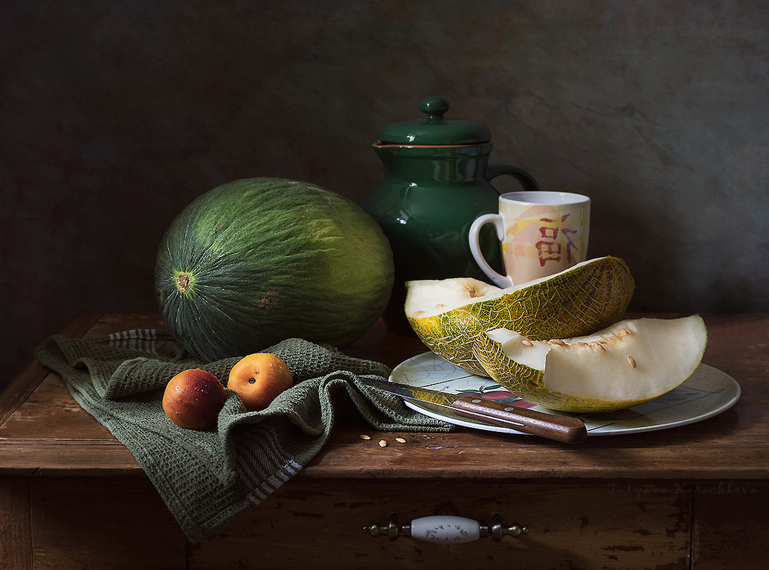 Дыня - персики, дыня, натюрморт - оригинал
