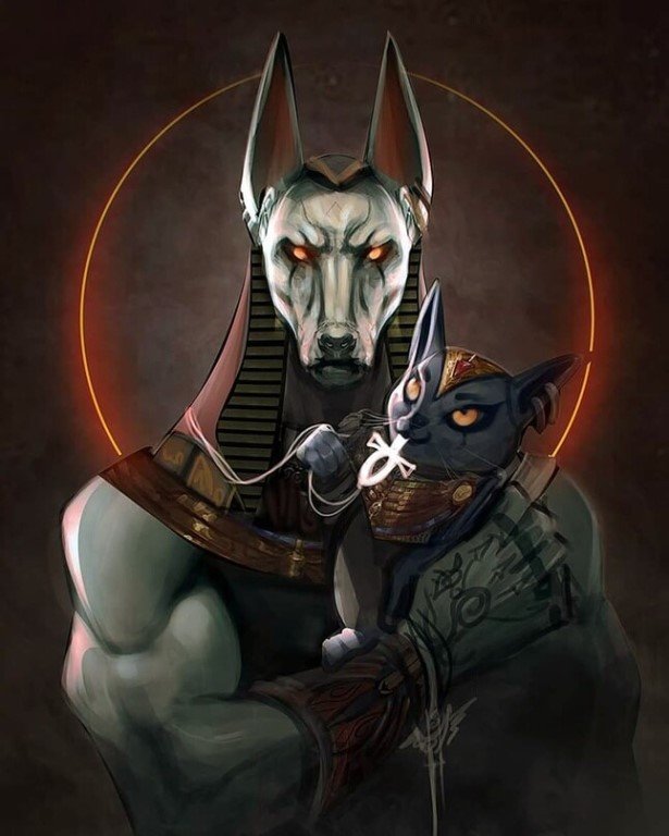 Анубис + Бастет - бастет. анубис, боги египта - оригинал