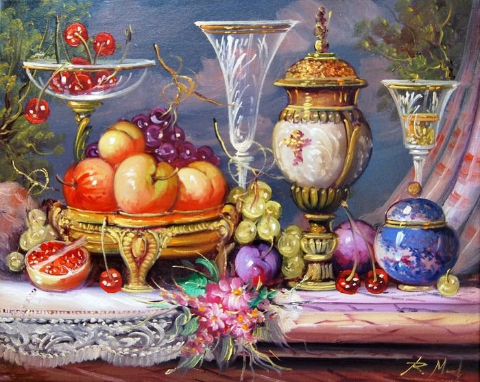 Натюрморт - роберто мишель, натюрморт - оригинал
