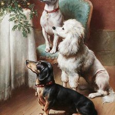Оригинал схемы вышивки «Ожидание (три собаки)» (№2513295)