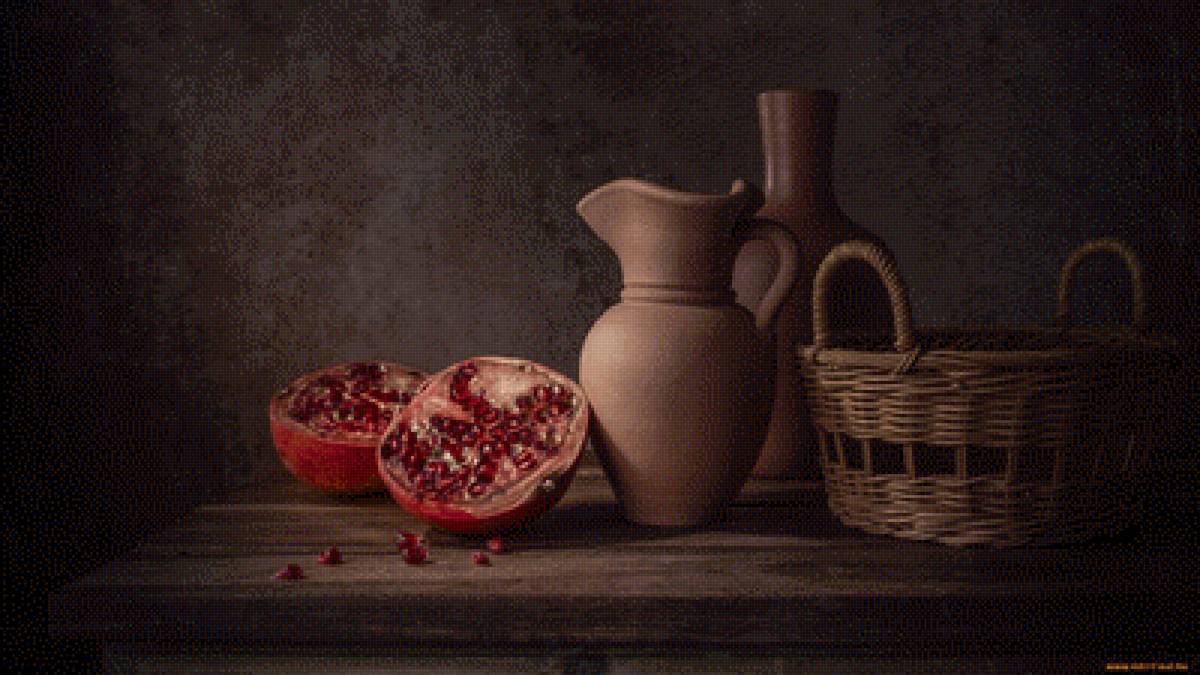 Гранат - гранат, кувшин, натюрморт - предпросмотр