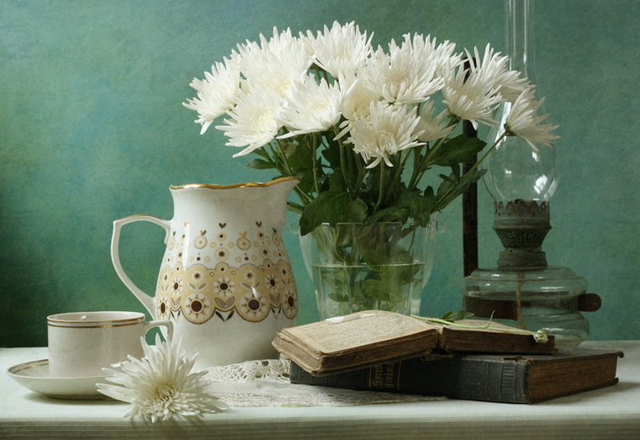 Хризантемы - букет, цветы, хризантемы, натюрморт - оригинал