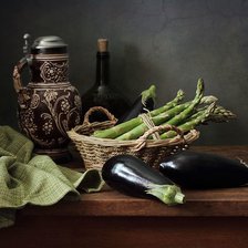 Схема вышивки «Спаржа и баклажаны»