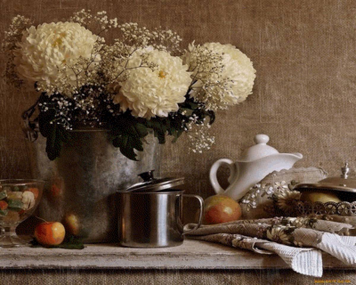 Хризантемы - хризантемы, цветы, букет, натюрморт - предпросмотр