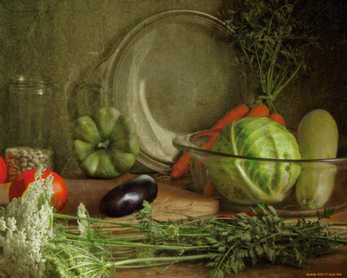 Урожай - кабачок, капуста, натюрморт, овощи - предпросмотр