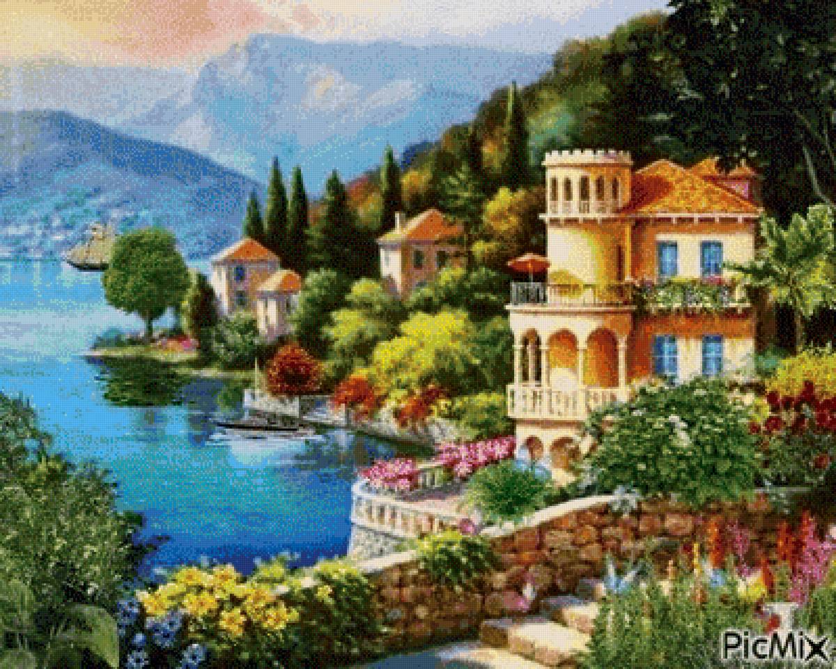 пейзаж. - море, пейзаж, дом. - предпросмотр