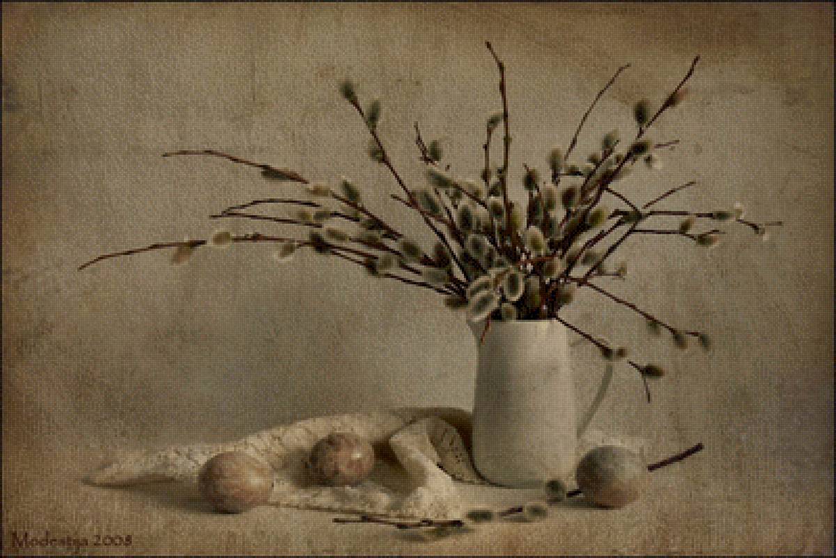 Пасха - верба, натюрморт, пасха, букет - предпросмотр