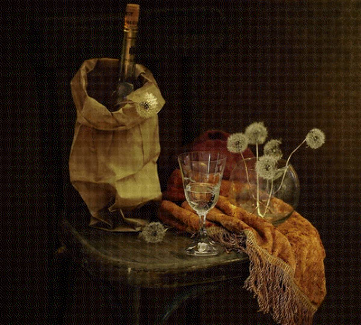 Натюрморт с одуванчиками - букет, натюрморт, одуванчики - предпросмотр