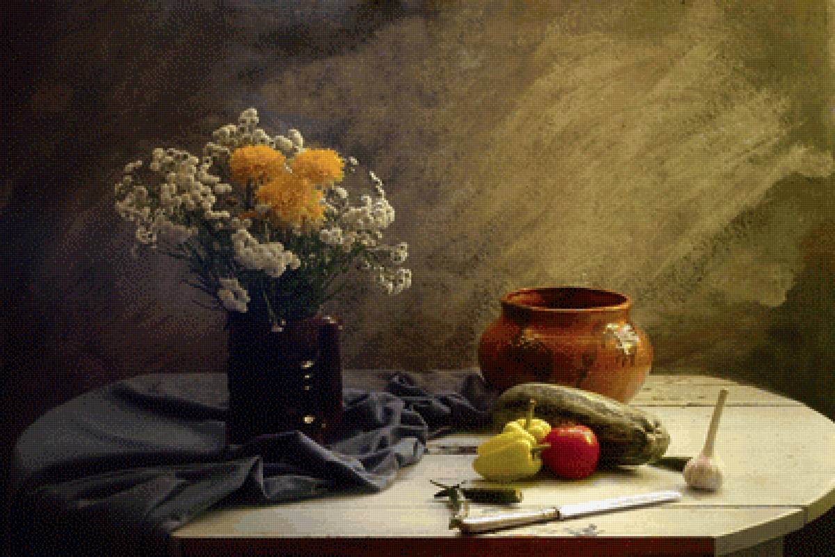 №2516044 - букет, овощи, хризантемы, натюрморт, цветы - предпросмотр