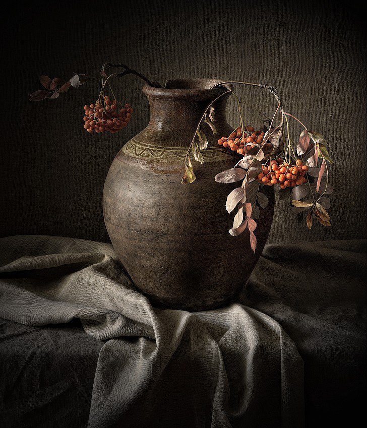 Рябина - натюрморт, кувшин, рябина, ягода - оригинал