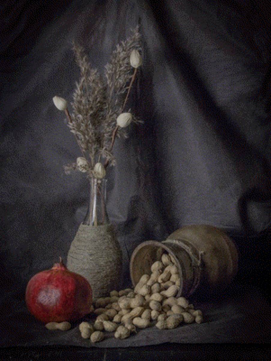 Гранат и арахис - натюрморт, арахис, гранат - предпросмотр