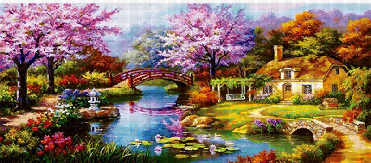 Райский уголок - парк, сад, пейзаж, домик - предпросмотр