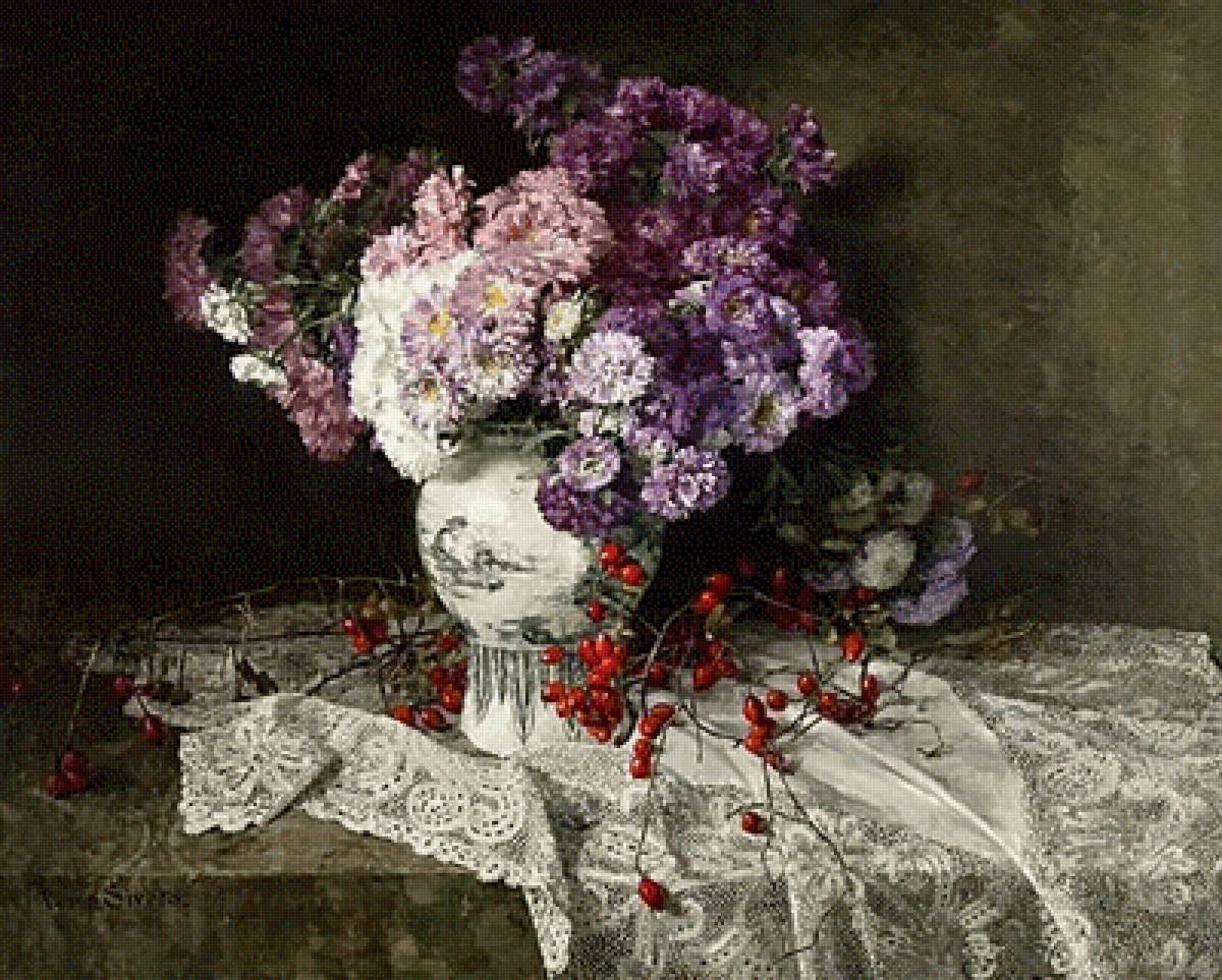Художник Клара фон Сиверс - натюрморт, цветы, букет - предпросмотр
