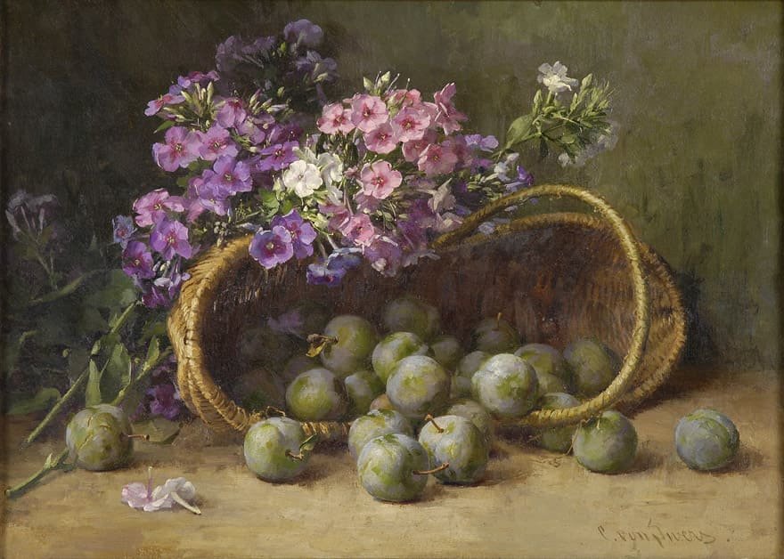 Художник Клара фон Сиверс - ягоды, цветы, букет, натюрморт, корзина - оригинал