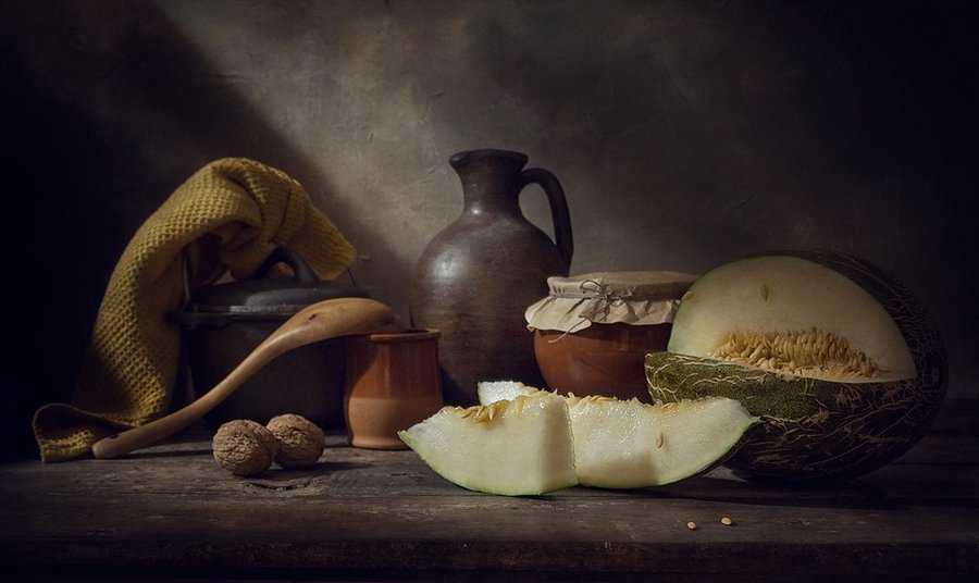 Дыня - натюрморт, кувшин, дыня - оригинал