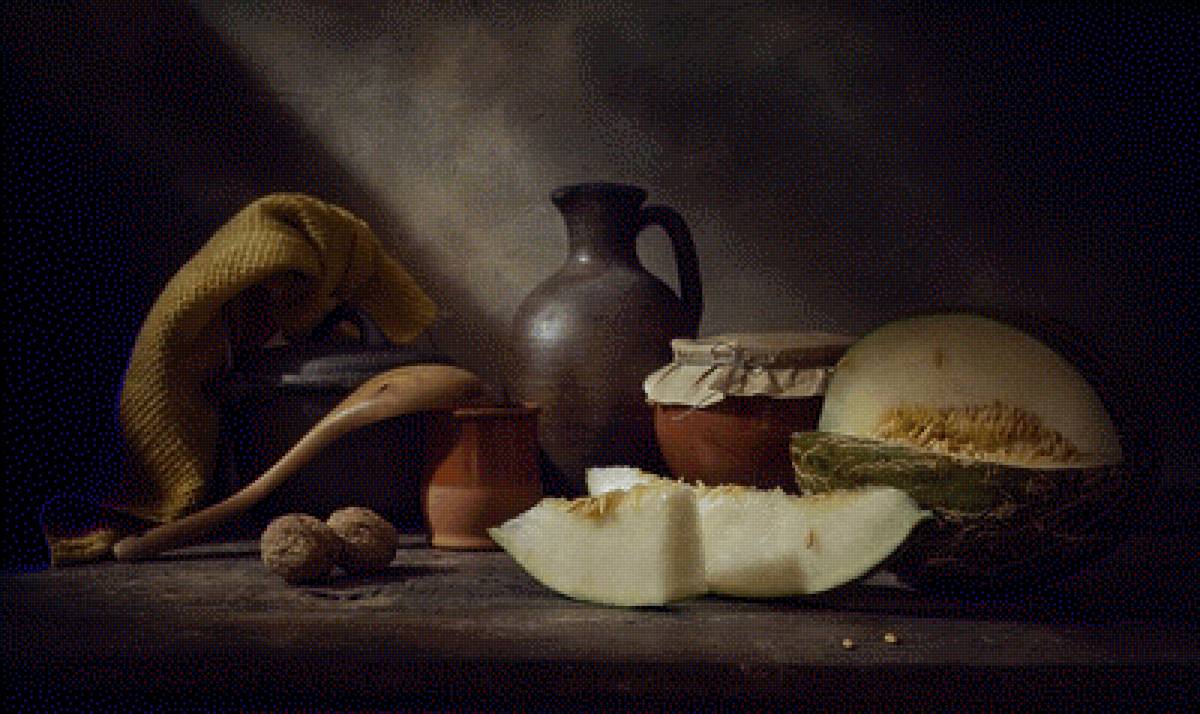 Дыня - натюрморт, кувшин, дыня - предпросмотр