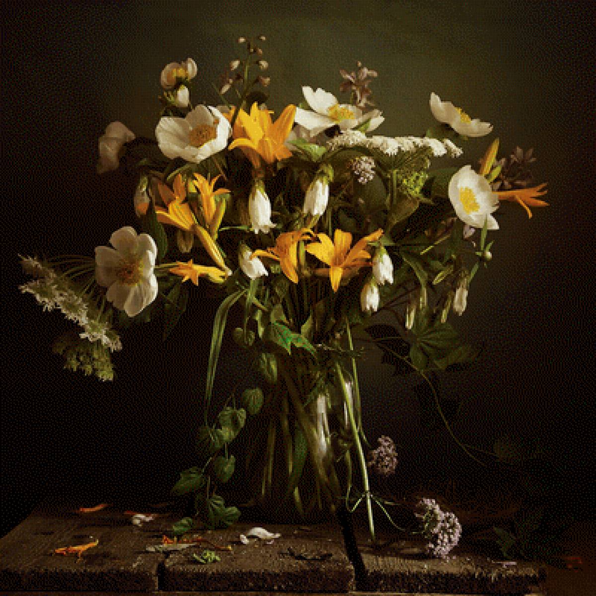 Яркое лето - лилии, натюрморт, пионы, букет, лето, цветы - предпросмотр