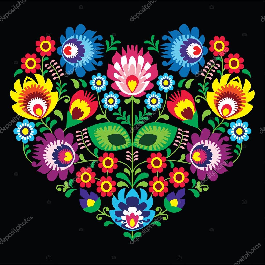 польский орнамент сердце - сердце, орнамент, польша - оригинал