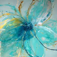 Цветок - абстракция, синий, голубой, цветок - оригинал