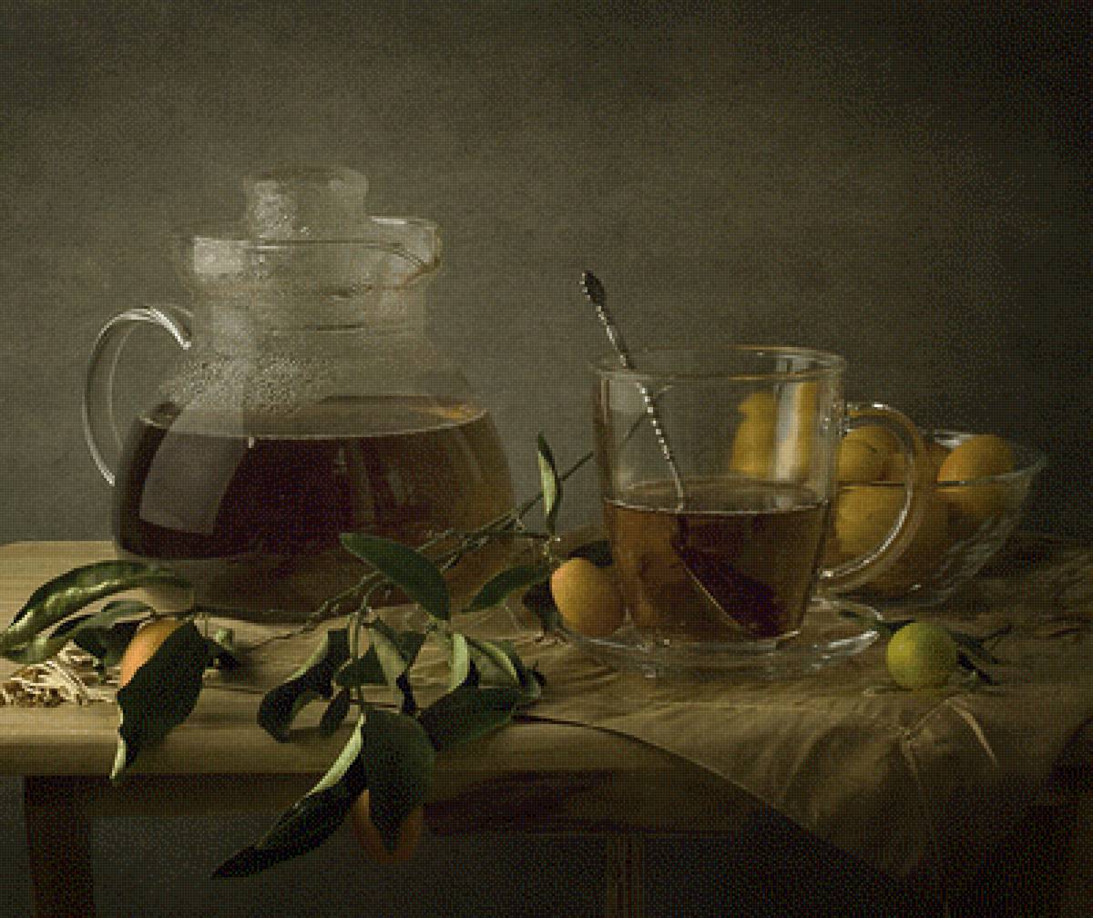 Зеленый чай - лимоны, чай, натюрморт - предпросмотр