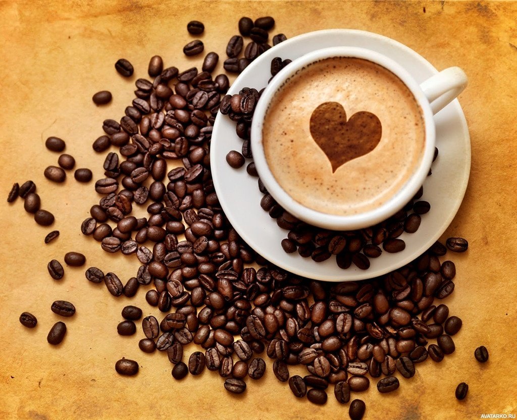 Кофе с сердцем - зерна кофе, кофе, сердце - оригинал