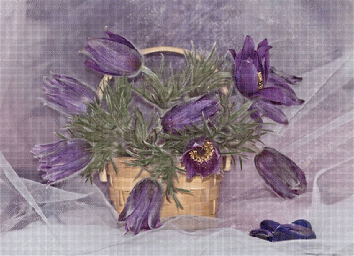 Сиреневый натюрморт - натюрморт, букет, цветы, корзина - предпросмотр