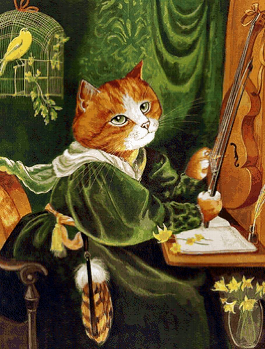 Скрипачка - кошки, кошачий портрет - предпросмотр