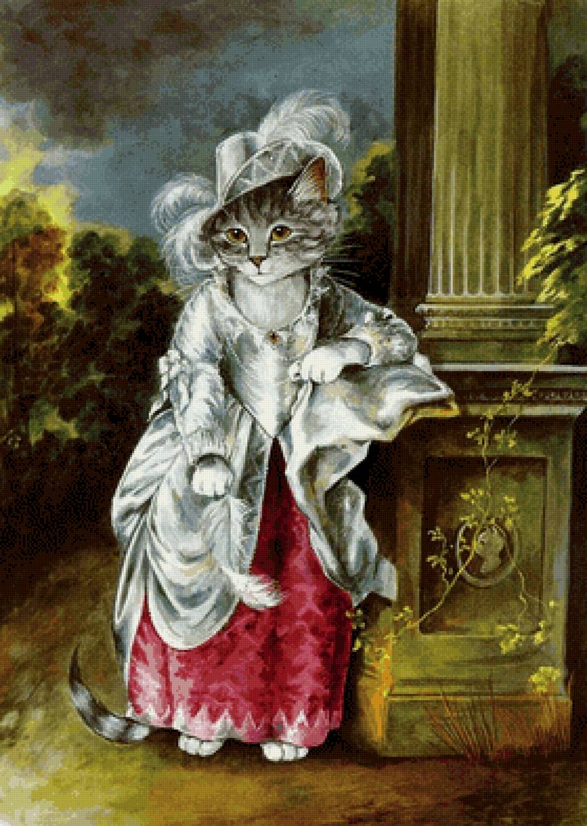 Портрет дамы - кошки, кошачий портрет - предпросмотр