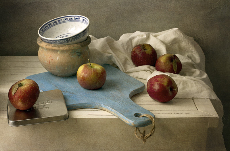 Яблочный натюрморт - яблоки, кухня, натюрморт, посуда - оригинал