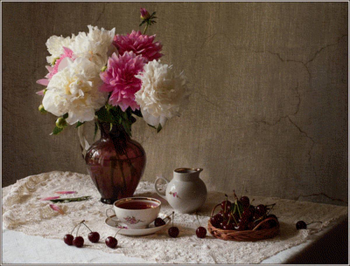 Пионы - натюрморт - предпросмотр