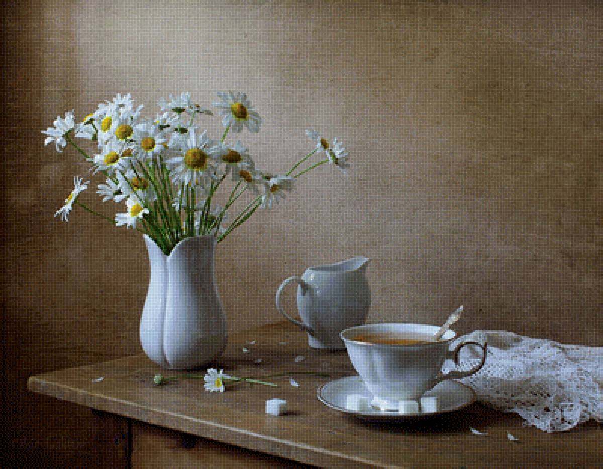№2519968 - ромашки, натюрморт, букет, чай - предпросмотр