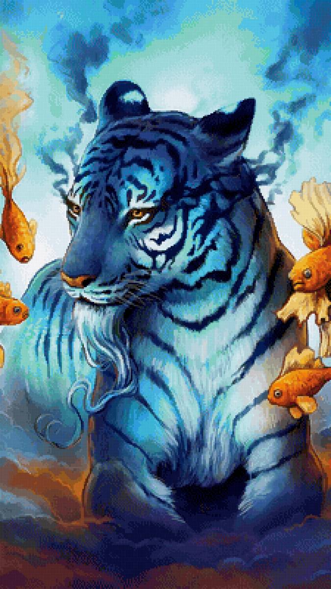 Тигр - рыбки голубой тигр водяной - предпросмотр