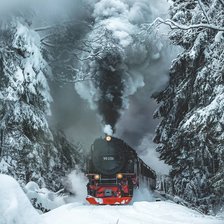 поезд в снегу