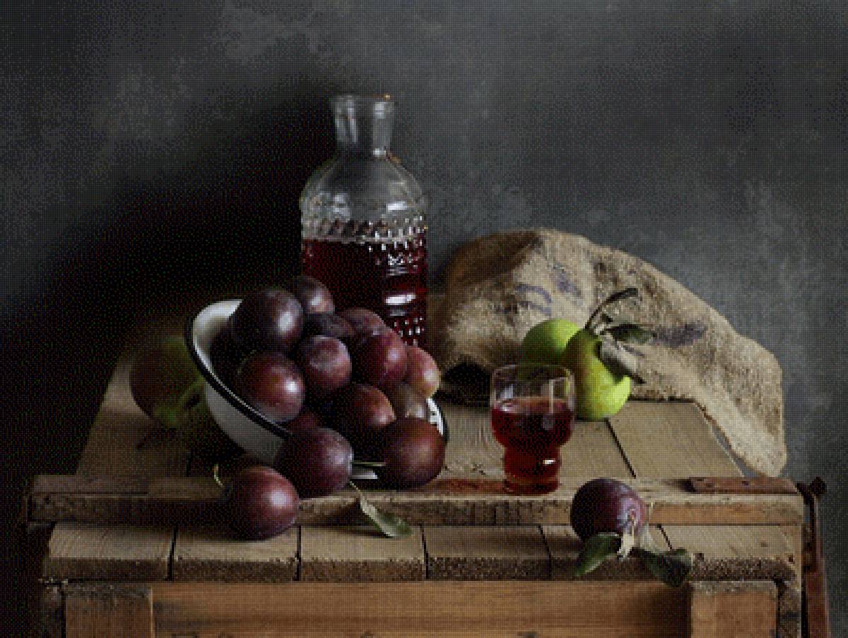 Сливовый ликер - вино, натюрморт, сливы - предпросмотр