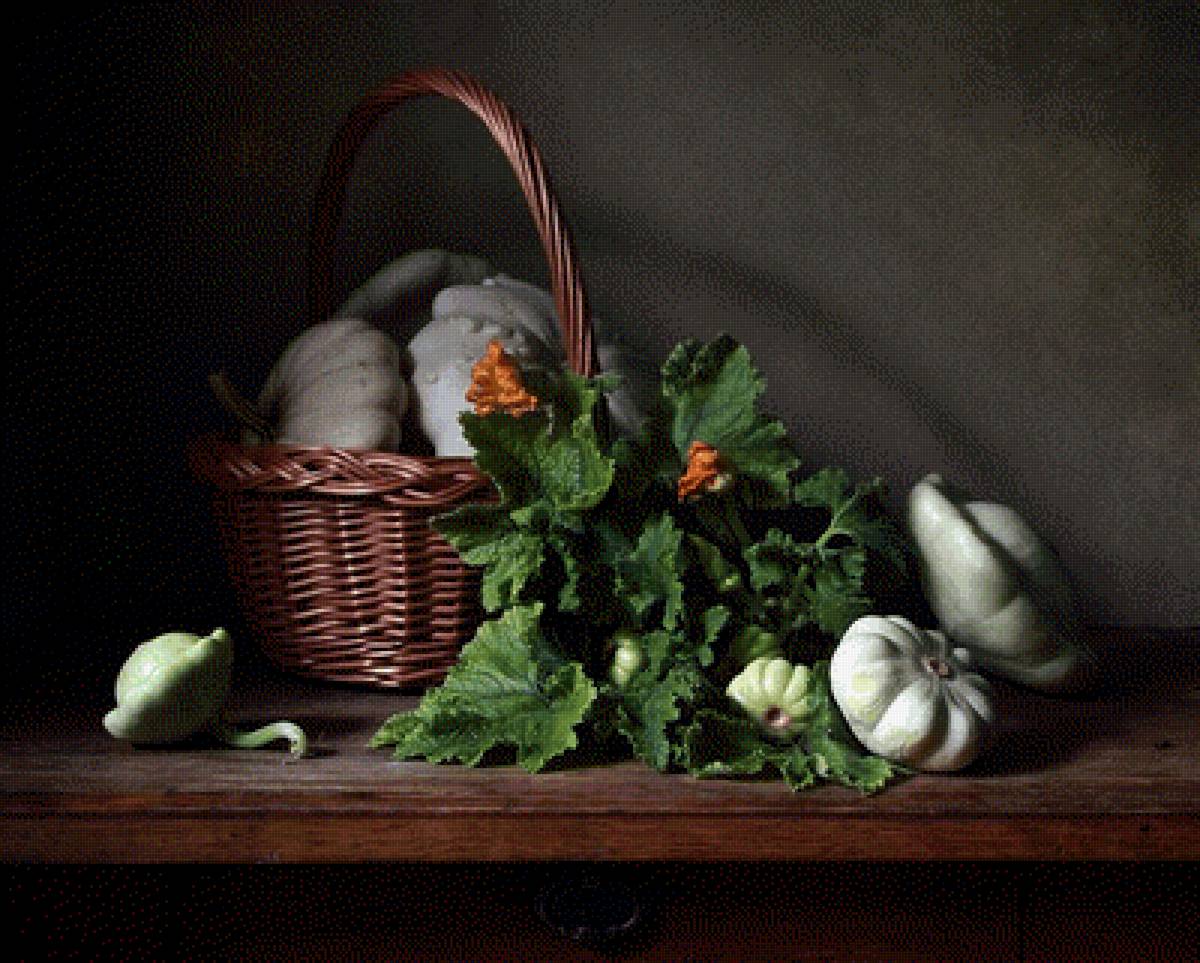 Патиссоны - корзина, патиссоны, натюрморт - предпросмотр